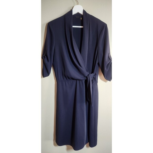 Elie Tahari Navy Wrap Dress, Size 10 - Picture 1 of 9